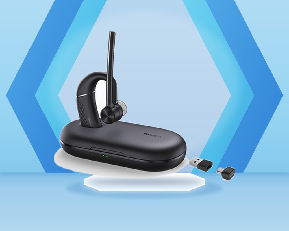Yealink BH71 mono Bluetooth earpiece with an adjustable ear hook